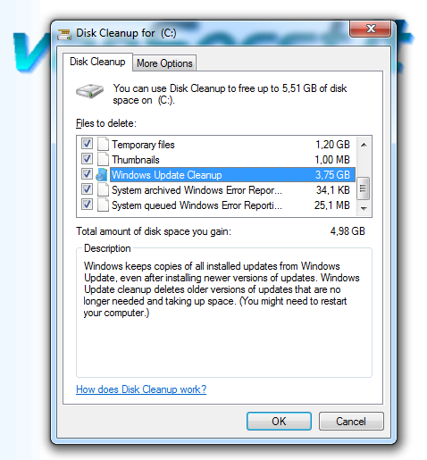 Windows Update Cleanup optie aanwezig na de download van update KB2852386
