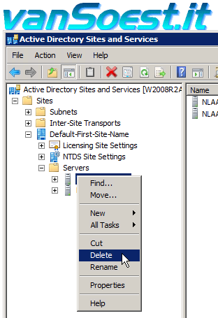 Active Directory Sites and Services Remove Dead Domain Controller