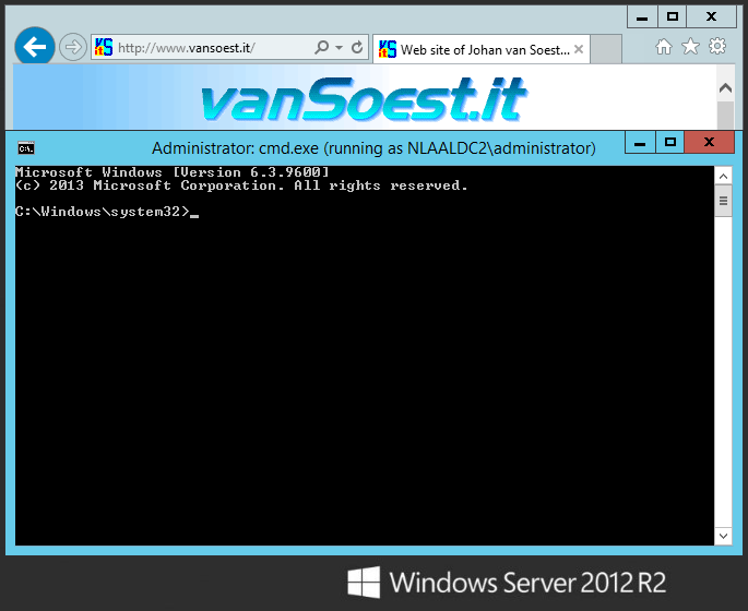 Het administratieve 2012 r2 server commando venster.(Klik om te vergroten.)