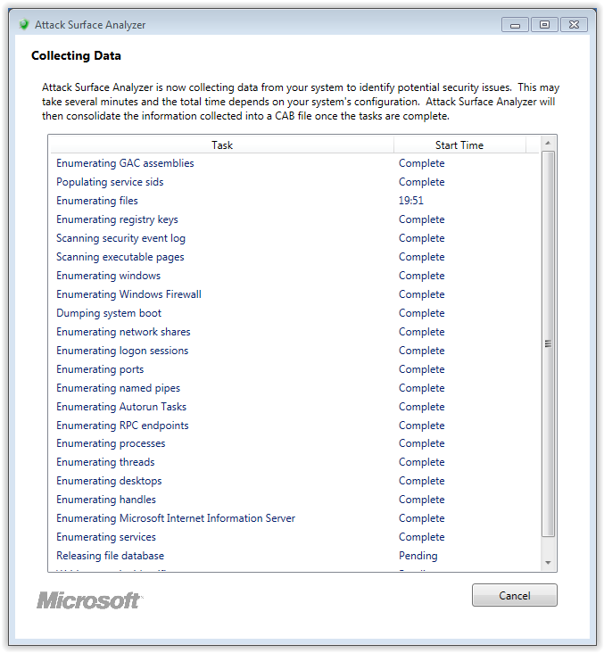 Microsoft Attack Surface Analyzer verzamelt gegevens