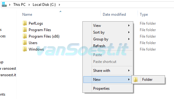 Open Windows explorer on your desktop and create a new folder somewhere. (Click to enlarge.)