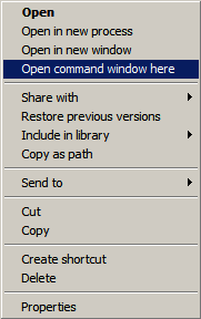 Command Prompt Here in the Windows 2008 R2 property menu.